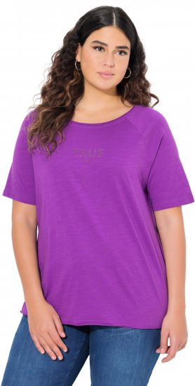 Ulla Popken TRUE Lettering Short Sleeve Tee Purple - Painetut T-paidat naisille - 