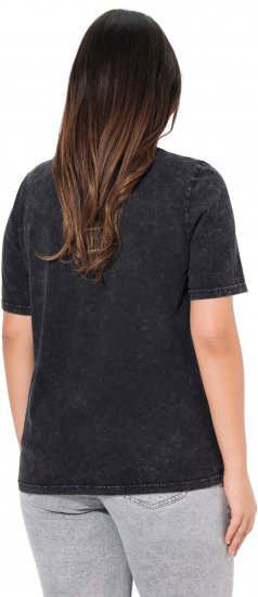Ulla Popken Easy Short Sleeve Acid Wash Graphic Tee Black - Painetut T-paidat naisille - 