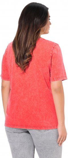 Ulla Popken Easy Short Sleeve Acid Wash Graphic Tee Light Red - Painetut T-paidat naisille - 