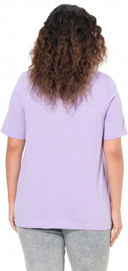Ulla Popken Metallic Feather Short Sleeve Graphic Tee Lavender - Painetut T-paidat naisille - 