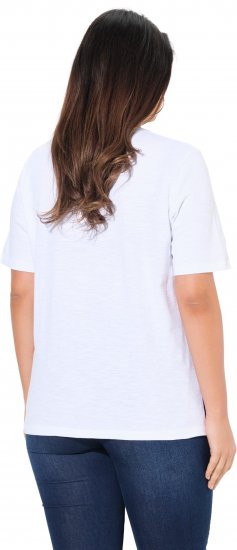 Ulla Popken Flocked Short Sleeve Graphic Tee Snow White - Painetut T-paidat naisille - 