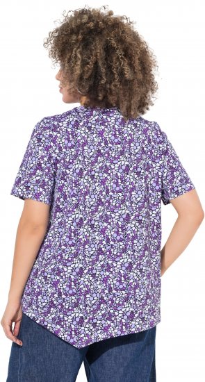 Ulla Popken Floral Pointed Hem Short Sleeve Tee Purple - Painetut T-paidat naisille - 
