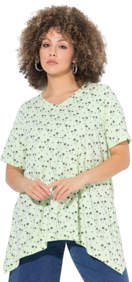 Ulla Popken Palm Tree Print Pointed Hem Tee Lett Lime - Painetut T-paidat naisille - 