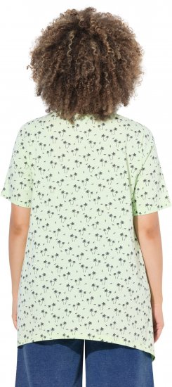 Ulla Popken Palm Tree Print Pointed Hem Tee Lett Lime - Painetut T-paidat naisille - 