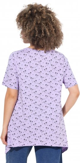 Ulla Popken Palm Tree Print Pointed Hem Tee Lavender - Painetut T-paidat naisille - 