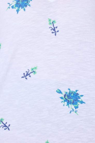 Ulla Popken Cross Stitch Short Sleeve Tee Snow White - Painetut T-paidat naisille - Printti-t-paidat naisille
