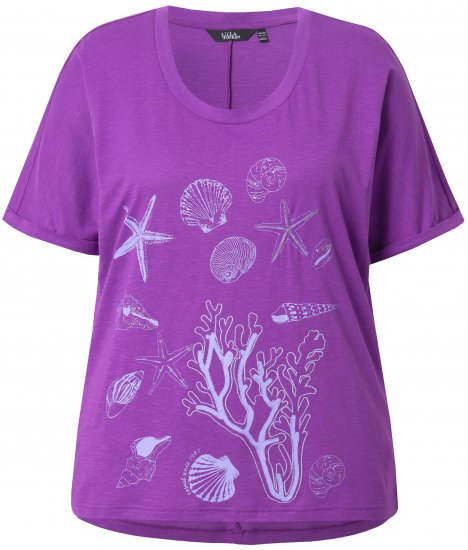 Ulla Popken Marine Print Short Sleeve Tee Purple - Painetut T-paidat naisille - 