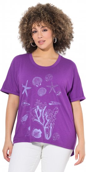 Ulla Popken Marine Print Short Sleeve Tee Purple - Painetut T-paidat naisille - 