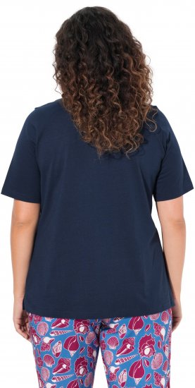 Ulla Popken Shell Picker Club Short Sleeve Graphic Tee Navy - Painetut T-paidat naisille - 