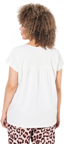 Ulla Popken Free Spirit Butterfly Cap Sleeve Graphic Tee Off-White - Painetut T-paidat naisille - 