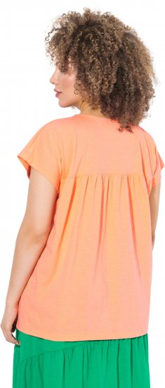 Ulla Popken Free Spirit Butterfly Cap Sleeve Graphic Tee Coral - Painetut T-paidat naisille - 