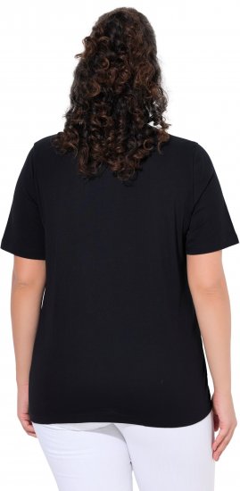 Ulla Popken Flamingo Short Sleeve Graphic Tee Black - Painetut T-paidat naisille - 