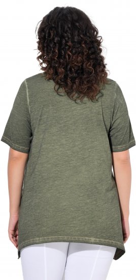 Ulla Popken Sunset Lettering Short Sleeve Graphic Tee Olive - Painetut T-paidat naisille - 