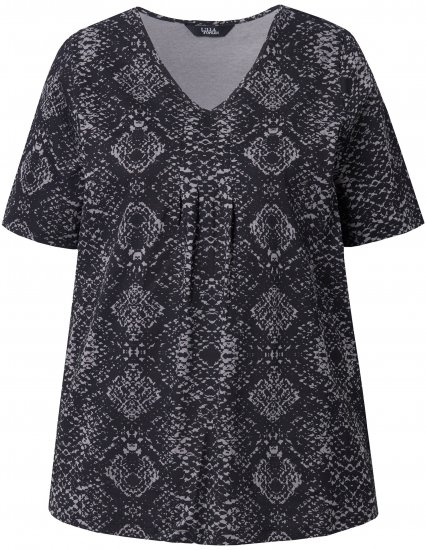 Ulla Popken Snake Print V-Neck Tee Graphite Grey - Painetut T-paidat naisille - 