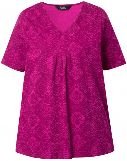 Ulla Popken Snake Print V-Neck Tee Magnolia Red - Painetut T-paidat naisille - 