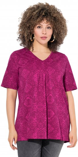Ulla Popken Snake Print V-Neck Tee Magnolia Red - Painetut T-paidat naisille - 