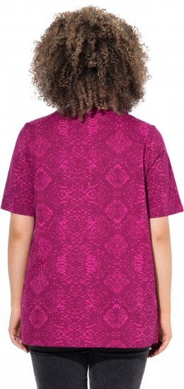 Ulla Popken Snake Print V-Neck Tee Magnolia Red - Painetut T-paidat naisille - 