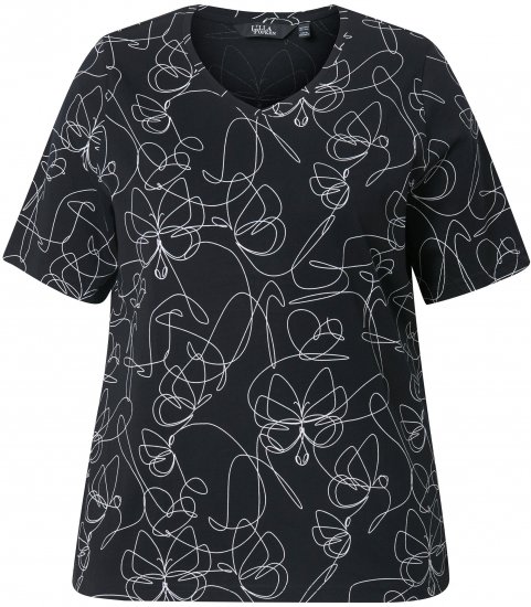 Ulla Popken Abstract Animal Print Short Sleeve Tee Black - Painetut T-paidat naisille - 