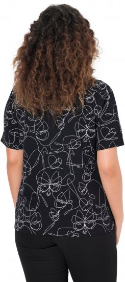 Ulla Popken Abstract Animal Print Short Sleeve Tee Black - Painetut T-paidat naisille - 