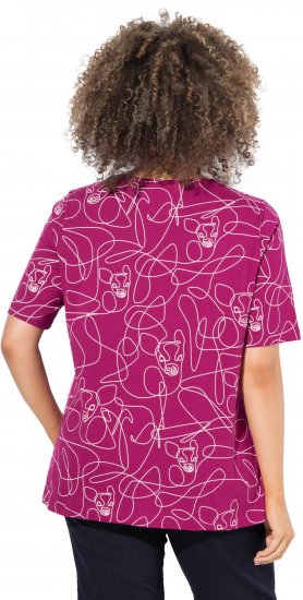 Ulla Popken Abstract Animal Print Short Sleeve Tee Magnolia Red - Painetut T-paidat naisille - 