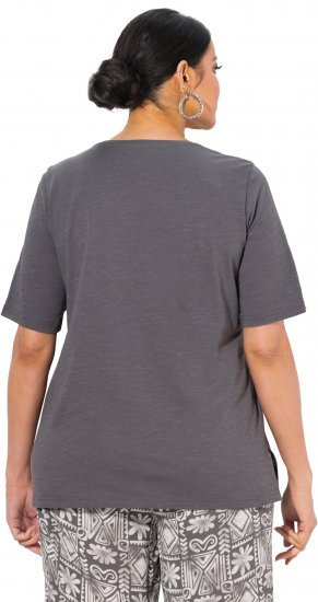 Ulla Popken Cactus Short Sleeve Graphic Tee Graphite Grey - Painetut T-paidat naisille - 