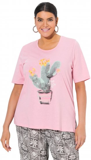 Ulla Popken Cactus Short Sleeve Graphic Tee Pink - Painetut T-paidat naisille - 