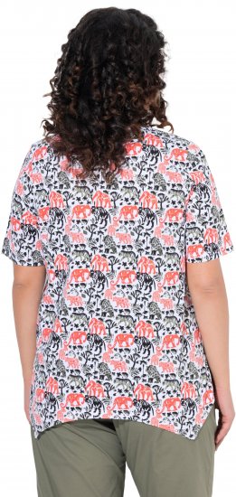 Ulla Popken Half-sleeve A-line V-neck Pointed Hem Animal Pattern T-shirt Snow White - Painetut T-paidat naisille - 