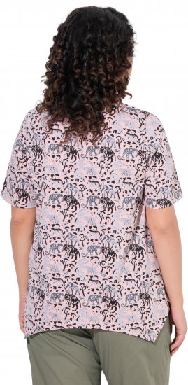 Ulla Popken Half-sleeve A-line V-neck Pointed Hem Animal Pattern T-shirt Pastel Rose - Painetut T-paidat naisille - 