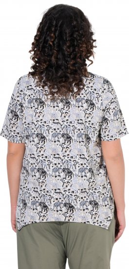 Ulla Popken Half-sleeve A-line V-neck Pointed Hem Animal Pattern T-shirt Moss - Painetut T-paidat naisille - 