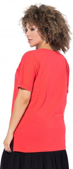 Ulla Popken Bow Short Sleeve Graphic Tee Light Red - Painetut T-paidat naisille - 