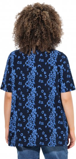 Ulla Popken Letter Print Short Sleeve Tee Navy - Painetut T-paidat naisille - 