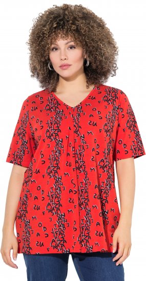 Ulla Popken Letter Print Short Sleeve Tee Red - Painetut T-paidat naisille - 