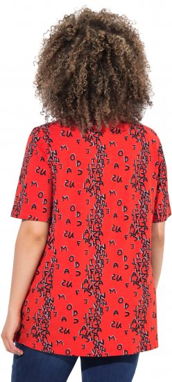 Ulla Popken Letter Print Short Sleeve Tee Red - Painetut T-paidat naisille - 
