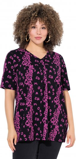 Ulla Popken Letter Print Short Sleeve Tee Magnolia Red - Painetut T-paidat naisille - 