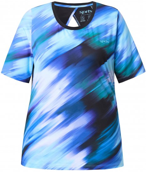 Ulla Popken Cutout Abstract Print Short Sleeve Tee Light Sapphire - Painetut T-paidat naisille - 