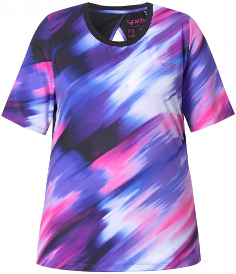 Ulla Popken Cutout Abstract Print Short Sleeve Tee Ink Blue - Painetut T-paidat naisille - 
