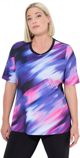 Ulla Popken Cutout Abstract Print Short Sleeve Tee Ink Blue - Painetut T-paidat naisille - 