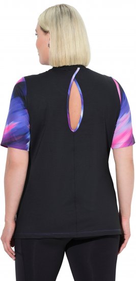 Ulla Popken Cutout Abstract Print Short Sleeve Tee Ink Blue - Painetut T-paidat naisille - 