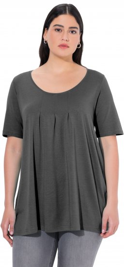 Ulla Popken Essential Front Pleat Tee Graphite Grey - T-paidat - 