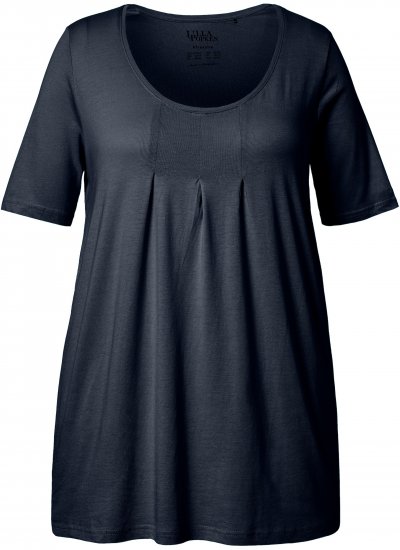 Ulla Popken Essential Front Pleat Tee Navy Blue - T-paidat - 
