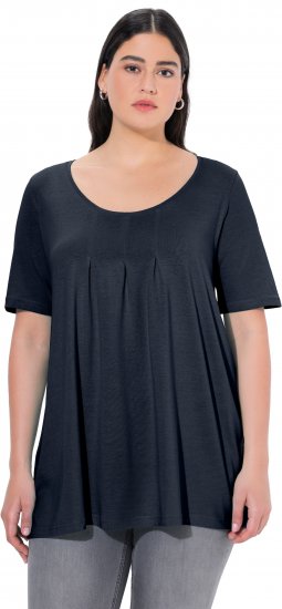 Ulla Popken Essential Front Pleat Tee Navy Blue - T-paidat - 
