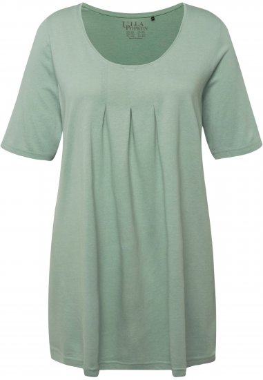 Ulla Popken Essential Front Pleat Tee Light Moss Green - T-paidat - 