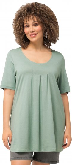 Ulla Popken Essential Front Pleat Tee Light Moss Green - T-paidat - 