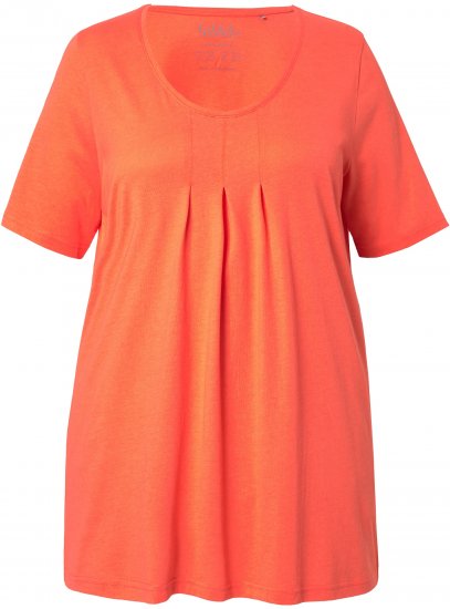 Ulla Popken Essential Front Pleat Tee Pink Coral - T-paidat - 