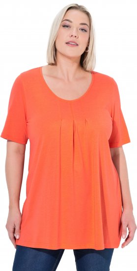 Ulla Popken Essential Front Pleat Tee Pink Coral - T-paidat - 