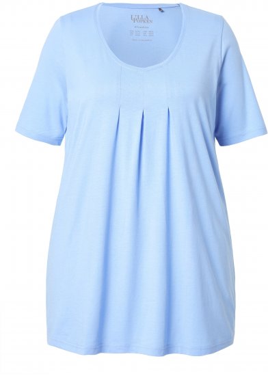 Ulla Popken Essential Front Pleat Tee Light Blue - T-paidat - 