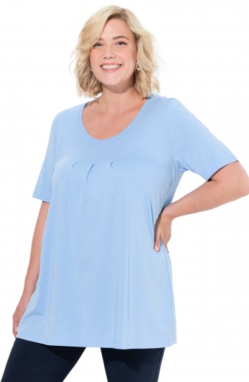 Ulla Popken Essential Front Pleat Tee Light Blue - T-paidat - 