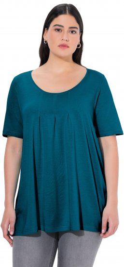 Ulla Popken Essential Front Pleat Tee Cerulean - T-paidat - 
