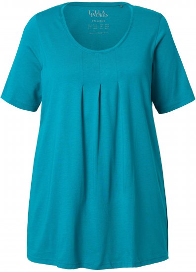 Ulla Popken Essential Front Pleat Tee Teal - T-paidat - 