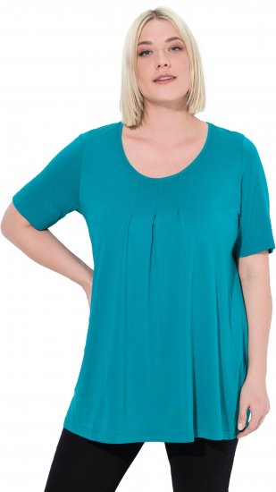 Ulla Popken Essential Front Pleat Tee Teal - T-paidat - 
